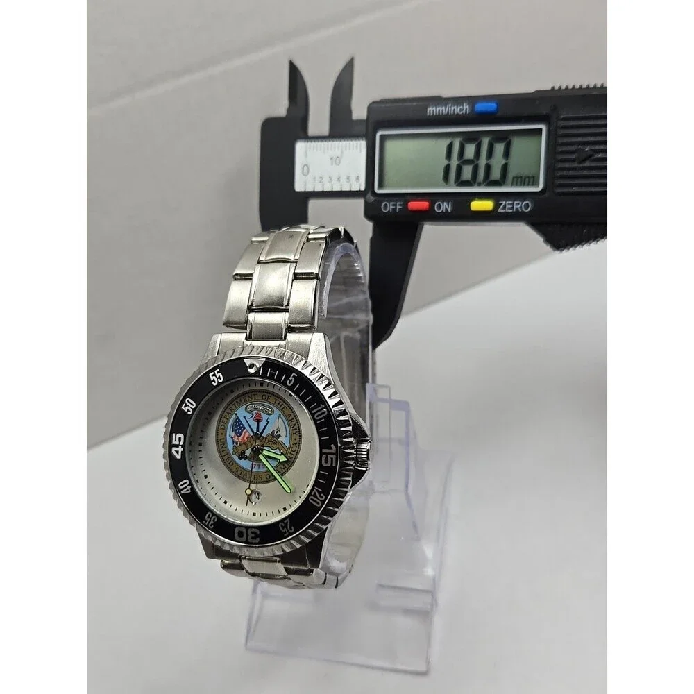 Sun Time US Army Dept Seal Competitor Steel Watch Quartz Date New Battery Mens
